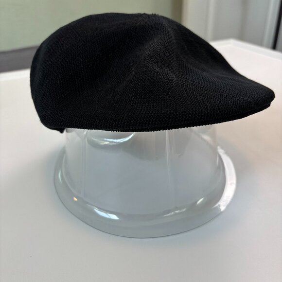 Kangol Black Knit Flat Cap Newsboy Ivy Hat Size L - Picture 1 of 7